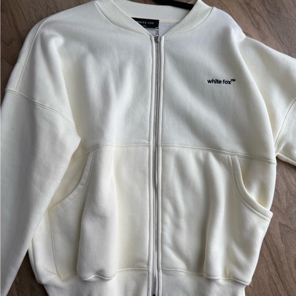 White fox  Zip Front Sweater Cream - Picture 5 of 5